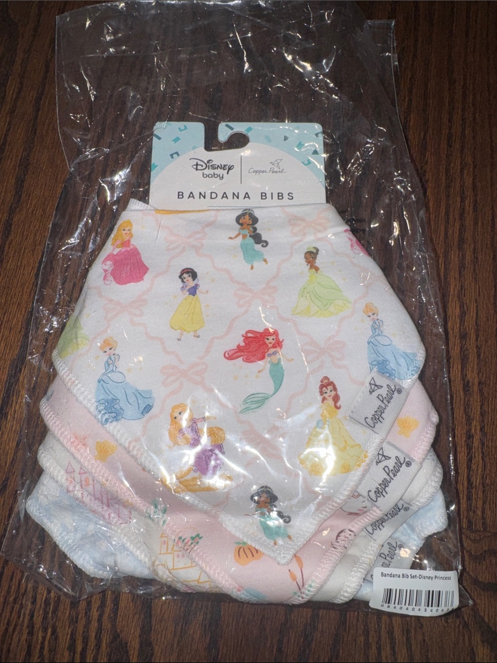 Copper Pearl Disney Baby Princess Bandana Bibs - set of 4 NWT